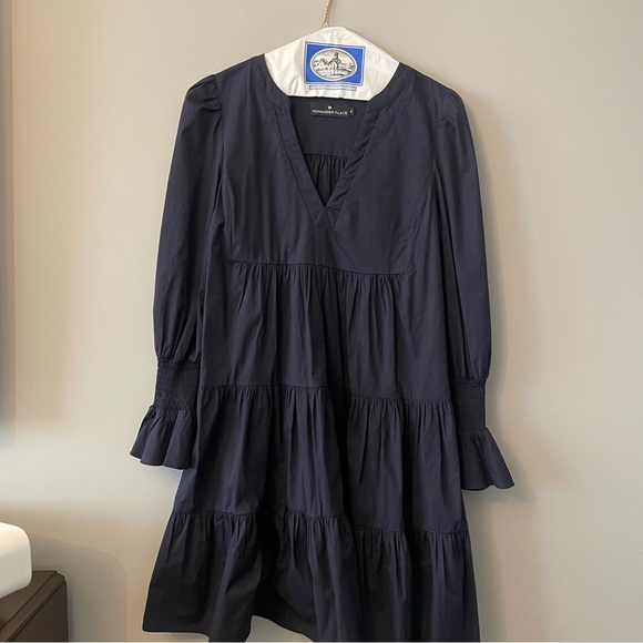 Tuckernuck Pomander Place Navy Cotton Poplin Kenzo Dress in Medium - Picture 7 of 9
